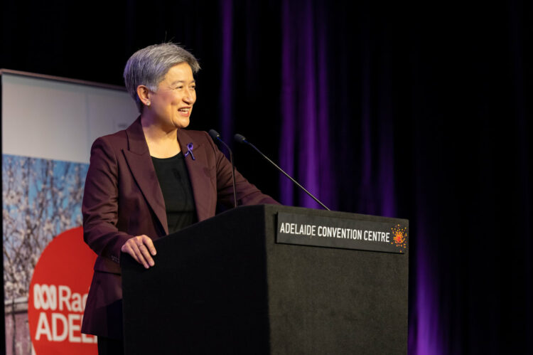 Senator the Hon. Penny Wong addresses the Adelaide IWD Breakfast 2023. Photo: Jennie Groom