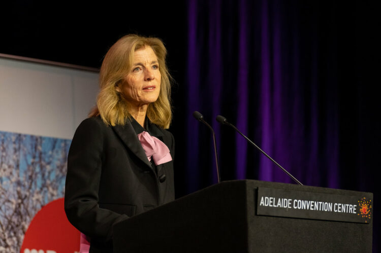Ambassador Caroline Kennedy addresses the Adelaide IWD Breakfast 2023. Photo: Jennie Groom